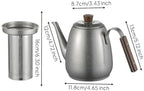 Stainless Steel Teapot Gooseneck Coffee Pot Pour Over Kettle Water Boiler With Wood Knob And Ergonomic Handle Suitable, style to 1, 1600ml With Tea Infuser - Image 4