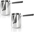 2Pcs Turkish Coffee Pot 12oz/350ml Milk Frothing Jug Butter Melting Pot by Hapivida