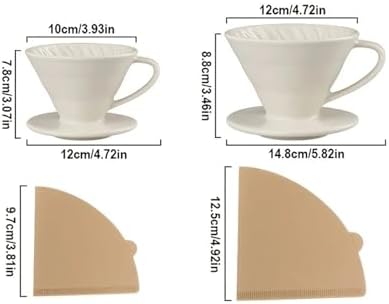 Pour Over Coffee Maker, Ceramic Filter Dripper With 100pcs Paper, Single Cup(White 1-2 Cups) - Image 2
