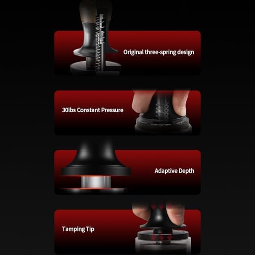 Karlak Flat Base Coffee Tamper 30Lbs Const Pressure Calibrated Spring Loaded Tamper with Sound Feedback Self Adjustable Depth to Rt Espresso Tamper with 304 Stainless Steel Base - Image 2