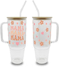 Sip-Sip Hooray! Retro Mama 40oz Glass Tumbler with Lid and Straw, Floral Mom Gift, Mother's Day Birthday Cup for Women, Flower Iced Coffee Drinkware by Sip-SipHooray