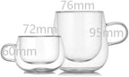 Double Wall Glass Coffee Cup, Insulated Tea, Café, Milk Mug (2-piece pack) (130ml, Vintage) - Image 2