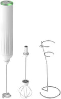 Rechargeable Milk Frother with Stand, 1500 mAh Battery, 6500 RPM Electric Drink Mixer, Stainless Steel Whisks, Type-C Charge, 400 Second Runtime, Handheld Frother for Latte, Coffee, Cappuccino by Unknown