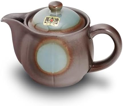 Japanese Banko Ware Teapot with Removable Stainless Steel Strainer - Versatile Pot for Tea, Coffee, and More - Lightweight, Heat-Resistant with Superior Heat Retention (Blue) by COTONOHA