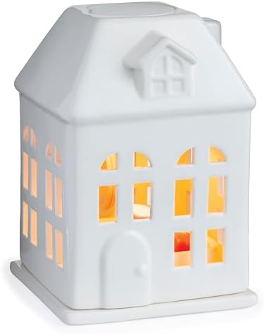Candle Warmers Etc. Porcelain House Canopy Fragrance Warmer – Use with Any Wax Melts by CandleWarmersEtc