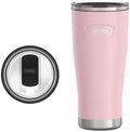 THERMOS Icon Series 24oz Stainless Steel Tumbler with Slide Lock Lid, Leakproof, Fits Cupholder, Dishwasher Safe, Griptec™ Non‑Slip Base, Keeps Drinks Hot 6 Hrs/Cold 22 Hrs, Sunset Pink by Thermos