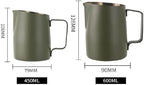 Milk Frother Cup,Coffee Jug,2pcs 450/600ML Stainless Steel Milk Jug Coffee Mug Slanting Mouth Pull Flower Cup Latte Art Tool(Green,600ml) - Image 6