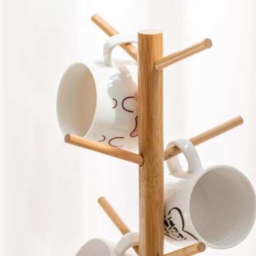 VICASKY Bamboo Coffee Cup Holder Rack with Spoon Storage Box for Home - Image 5
