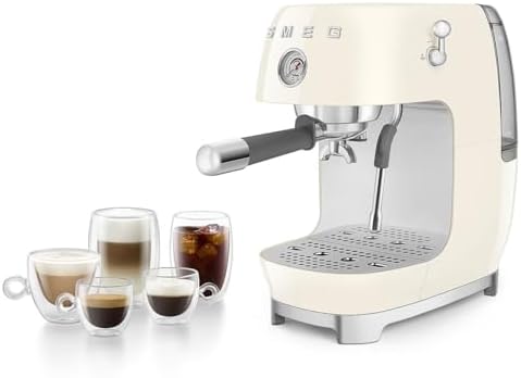 Smeg ECF03 Made in Italy Retro Espresso Machine with Cold Brew, 15 Bar Pump, Thermoblock Heating, Steam Wand, Adjustable Temperature, 47 oz Water Tank- (Cream) - Image 6