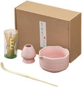 Matcha Whisk Set, 18.6oz Ceramic Matcha Bowl with Spout, Bamboo Whisk, Whisk Holder, Scoop - 4Pcs Elegant Matcha Set for Gifting and Personal Use Pink by Unknown