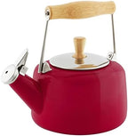 Chantal SVEN Enamel on Steel Whistling Teakettle with Natural Wood handle, 1.4 quarts, Apple Red by Chantal