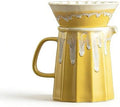 Yellow Ceramic Pour over Coffee Maker Set, 14.5 OZ Porcelain Coffee Dripper Brewer Heat Resistant Coffee Pot Decanter ACM08Y by Auerhceram