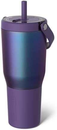 BrüMate Resa 35oz 100% Leakproof Travel Tumbler w/Handle & Straw | Flexible SoftSip Straw | Silicone Sleeve for Durability | Stainless Steel | Cup Holder & Travel Friendly Water Bottle (Dark Aura) by Br%C3%BCMate