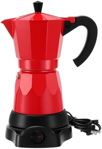 6 Cup Electric Espresso Coffee Maker 300ml Aluminum,Red by Lemosae