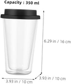 Double-wall Insulated Glass Mug Silicone Lid Hot Cold Coffee Tumbler for Parties - Image 3