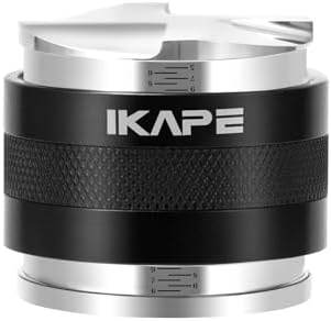 IKAPE Coffee Products, 53mm Coffee Distributor & Hand Tamper, Adjustable Depth Espresso Distributor Fits All 53mm Espresso Portafilter, Compatible with 54MM Breville Bottomless Portafilter (Black) by IKAPE