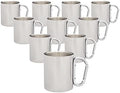 DISCOUNT PROMOS Stainless Steel Mugs with Carabiner Handle 10 oz. Set of 10, Bulk Pack - Perfect for Coffee, Soda, Other Hot & Cold Beverages - Silver by DISCOUNTPROMOS