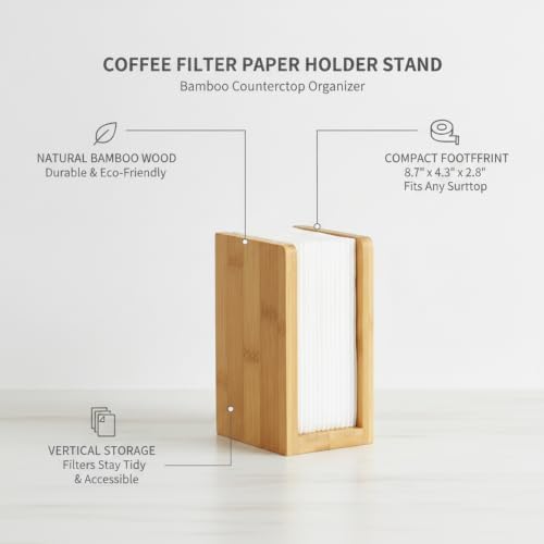 Coffee Filter Paper Holder Stand, Bamboo Countertop Organizer for Kitchen Storage, 8.7 x 4.3 x 2.8 Inches (1 PC) - Image 4