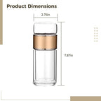 Double Wall Glass Travel Mug, Tea Infuser Bottle, Heat Resistant Tea Tumbler, Glass Water Tea Tumbler for Schools, Offices, Homes, Champagne Gold, 16.9 Oz - Image 4