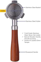54mm Bottomless Portafilter Compatible with Breville Barista Express, Pro, Touch, Bambino, Infuser, Duo Temp Pro Espresso Machine Stainless Steel Portafilter Double Filter Basket-Wooden - Image 5