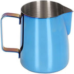 Milk Frother Pitcher Stainless Steel Spout, Internal Scale Frother (350ml Ti Blue + Ladder) - Image 7