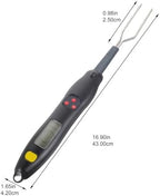Electronic BBQ Fork Thermometer, Meat Cooking Temperature Indicator | ABS and Stainless Steel Build, Easy-to-read Black Design, for Bar and Cafe Use, 2 Aaa Batteries - Image 2