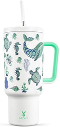 Meoky 40 oz Glow in the Dark Tumbler with Handle and Straw, Tumbler with Lid and Straw, Insulated Stainless Steel Travel Mug, 100% Leak-proof, Keeps Cold for 34 Hours (1 Pack, Sea Life) by MEOKY