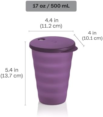Tupperware Impressions Tumbler Set in Blue & Purple, 4 Count, Dishwasher Safe and BPA Free (4 Tumblers, 4 Lids, 17 fl oz each) - Image 3