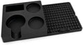 Espresso Tamping Station Mat with Tool Organizer, Silicone Coffee Tamper Mat with 70mm Portafilter Rest, Dual 60mm Holders, Drainage Outlet, Black, 12.4 x 6.2 in by Unknown