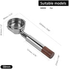 Openwork Bottomless Portafilter, Compatible For IKAPE,Stainless Steel And Walnut Espresso Handle,54 / 58mm Extraction Precision Basket(58mm Silver) - Image 2