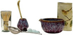 3/7pcs ​Kiln-Transformed Flowing Glaze Matcha Bowl Set Ceramic Chawan With Bamboo Chasen Whisk Tea Ceremony Art(Purple 7PCS) by Unknown