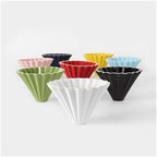 Ceramic Coffee Filter Cup Handmade Origami Flower Shape Funnel Drip Cafe Cake Home Barista Accessories Tools(Black) - Image 2