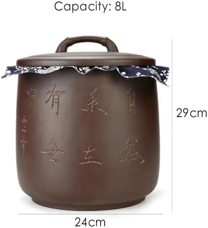 Yixing Clay Anti-Caking Storage Jar 8L, 15Lb Rice Canister with Lid - Image 2