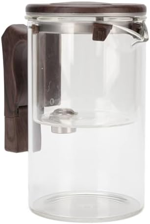 Jeffergarden Glass Teapot with Strainer, Heatproof Glass Loose Leaf Tea Maker, Removable Inner Liner, Fine Filtration, Wood Handle, Tea Water Separation for Home Office Brewing (Transparent 550ml) - Image 4