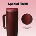 Owala SmoothSip Slider Stainless Steel Insulated Travel Mug with Handle, 100% Leak Proof, For Hot and Cold Drinks, Travel Friendly with Sliding Lock Lid, BPA Free, 24 oz, Black Cherry - Image 5