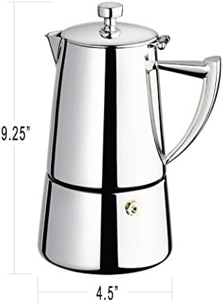 Cuisinox Roma Stovetop Espresso Maker COF-10R, Stainless Steel Coffee Percolator Stovetop, Heat-Resistant & Non-Reactive, 10-Cup Italian Espresso Maker Easy to Clean, Durable Stove Top Percolator - Image 3