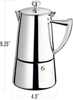 Cuisinox Roma Stovetop Espresso Maker COF-10R, Stainless Steel Coffee Percolator Stovetop, Heat-Resistant & Non-Reactive, 10-Cup Italian Espresso Maker Easy to Clean, Durable Stove Top Percolator - Image 3