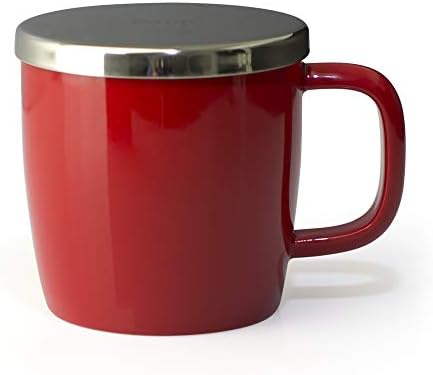 FORLIFE Dew Glossy Finish Brew-In-Mug with Basket Infuser &"Mirror" Stainless Lid 11 oz. (Red) by Unknown