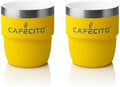 CAFECITO® 4 oz Stackable Espresso Cups – Set of 2 – Miami Yellow | Vacuum Insulated Stainless Steel – Double Wall Coffee Cups for Espresso & Cortadito – Giftable, Durable & Stackable Design by CafecitoEspressoCoffee