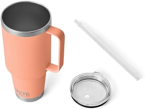 YETI Rambler 42 oz Tumbler with Handle and Straw Lid, Travel Mug Water Tumbler, Vacuum Insulated Cup with Handle, Stainless Steel, Lowcountry Peach - Image 5