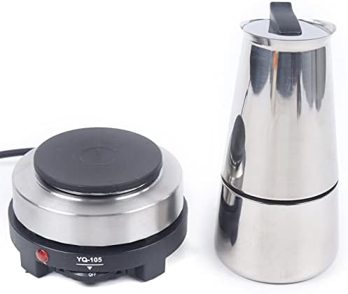 6 Cups Small Moka Pot with Electric Stove, 110V Stainless Steel Espresso Coffee Maker, Stovetop Coffee Machine for Home Office use, 0.08gal/300ml/10.15oz, 3.74" W x 7.68" H - Image 6