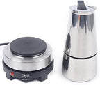 6 Cups Small Moka Pot with Electric Stove, 110V Stainless Steel Espresso Coffee Maker, Stovetop Coffee Machine for Home Office use, 0.08gal/300ml/10.15oz, 3.74" W x 7.68" H - Image 6