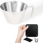 Espresso Cups & Rechargeable Mini Coffee Scale with Timer,3.4OZ/100ML White Stainless Steel Espresso Shots Cup with Handle & 2kg/0.1g Black Coffee Scales by carrottimes