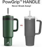 POWCAN 50 oz Tumbler with Handle, 2-in-1 Straw and Sip Lid, Leakproof, Dishwasher Safe, Insulated Stainless Steel Travel Coffee Mug, Keeps Cold for 34 Hours, Fits in Car Cup Holder (Forest) - Image 3
