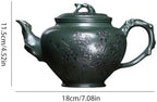 Tea Pots For Loose Tea Creative Hand-made Green Clay Carved Plum Primrose Teapot Home Desktop Tea Maker Tea Infuser Pot - Image 2