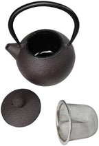 Ebros Gift Traditional Oriental Tetsubin Small Cast Iron Teapot With Enameled Interior And SS Strainer 10oz Asian Fusion Housewarming Tea Pot Accent (Dark Brown Textured) - Image 4