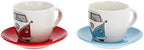 BRISA VW Collection - Volkswagen Espresso Cups Coffee-Tea-Cappuccino Set in T1 Bus Campervan Design (Bus Front/100ml/3.4 fl oz) (Set of 2 (red, blue)) by BRISA