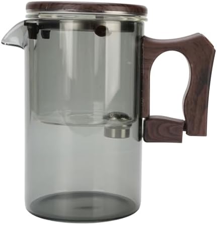 Jeffergarden Glass Teapot with Strainer, Heatproof Glass Loose Leaf Tea Maker, Removable Inner Liner, Fine Filtration, Wood Handle, Tea Water Separation for Home Office Brewing (Grey 550ml) - Image 2