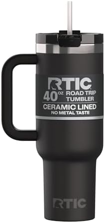 RTIC 40oz Road Trip Tumbler, Insulated, Ceramic Lined, Black by RTIC