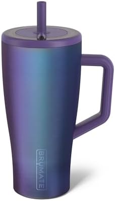 BrüMate Era 30 oz Tumbler with Handle and Straw | 100% Leakproof Insulated Water Bottle Tumbler with Lid and Flexible SoftSip Straw | Made of Stainless Steel | Cup Holder Friendly | 30oz (Dark Aura) by Br%C3%BCMate